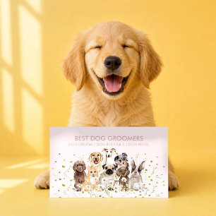 Pink Pack Walk Dog Service Watercolor Pups Business Card