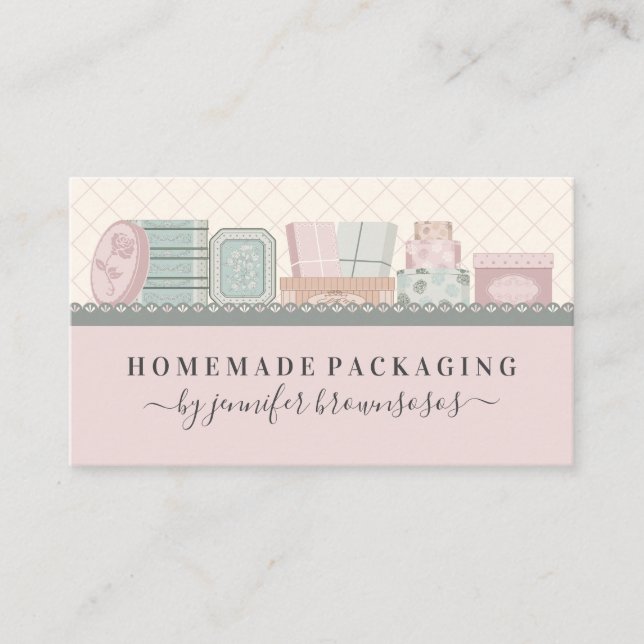 Pink Package Shelf Decorative Boxes Business Card (Front)