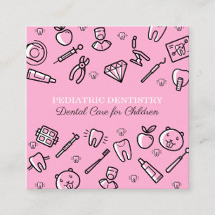 Pink Paediatrics Dentistry Dental Care for Childs Square Business Card