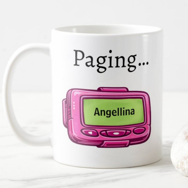 Pink Pager Personalised Name Funny Gift Mug (Creator Uploaded)