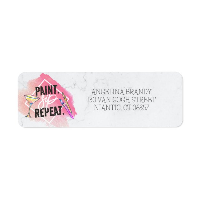 Pink Paint & Sip Bachelorette Party Return Address (Front)