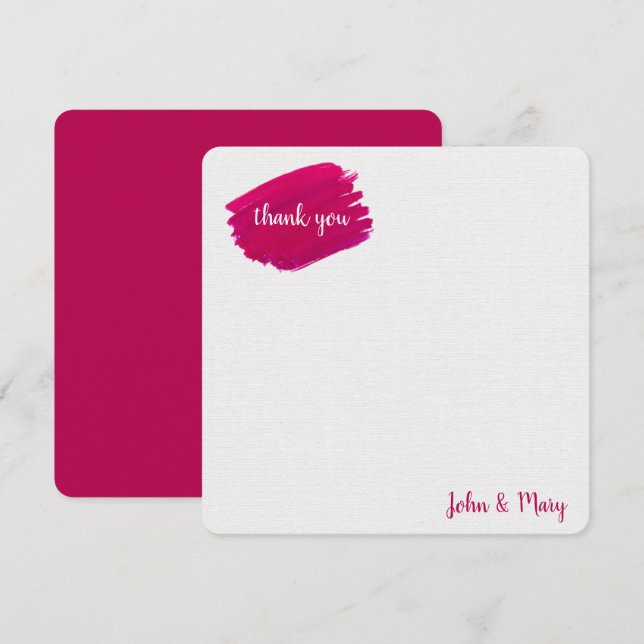 Pink Paint Smear Thank You Card (Front/Back)