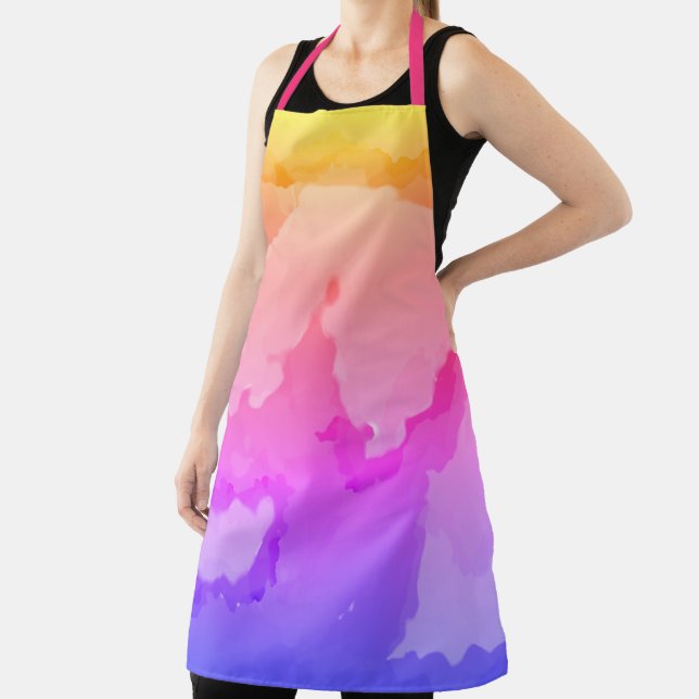 Pink Paint Splash Colourful Abstract Pattern Girly Apron (Insitu)