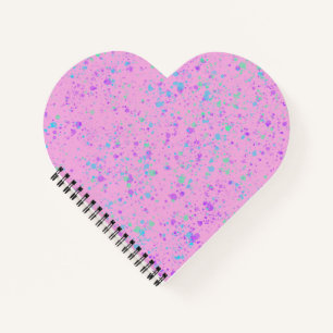 Pink Paint Splatter Heart Shaped Notebook