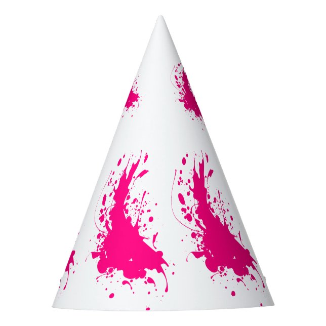 Pink Paint Splatter Party Hat (Front)