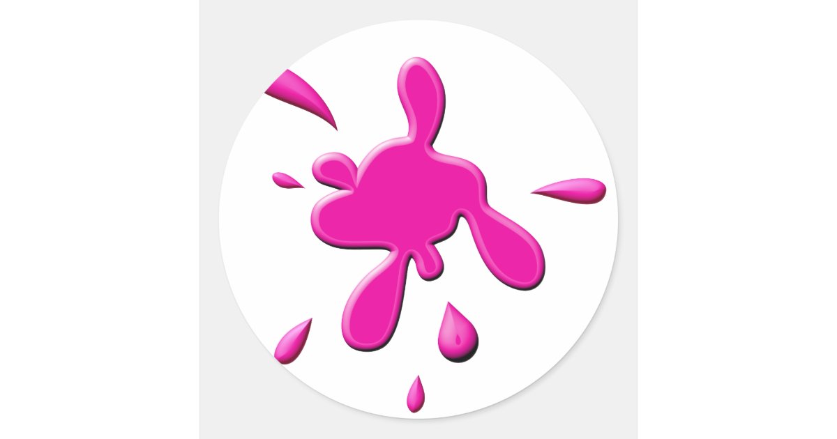 Pink Splodge Corner Pink Paint Splodge Classic Round Sticker | Zazzle