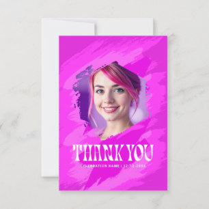 Pink Paint Thank You Modern Photo Cards