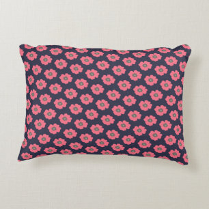Pink Paint Whimsical Flower Pattern Decorative Cushion