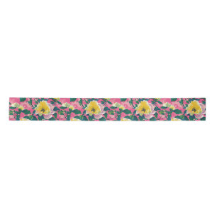 Pink Painted Chinoiserie Floral Satin Ribbon