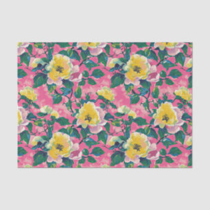 Pink Painted Chinoiserie Floral Tissue Paper