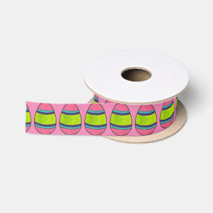Pink Painted Easter Egg Hunt Decorated Eggs Satin Ribbon