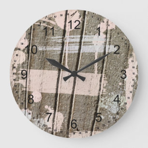 Pink Painted faux Wood Large Clock