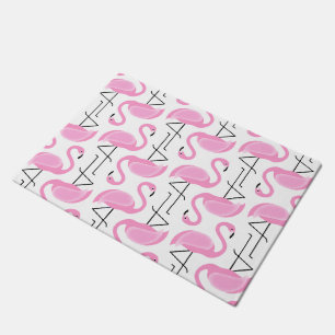 Pink Painted Flamingo Pattern Doormat