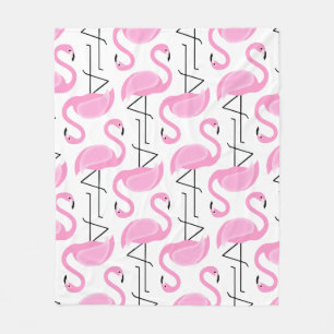 Pink Painted Flamingo Pattern Fleece Blanket