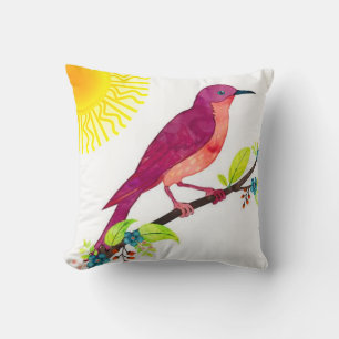 Pink Painted Nightingale Accent Throw Pillow