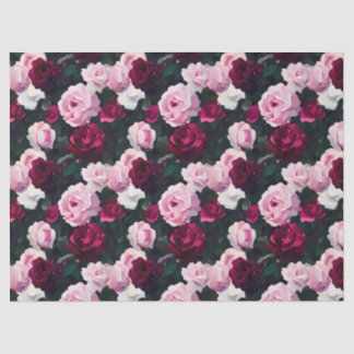 Pink Painted Roses Tissue Paper