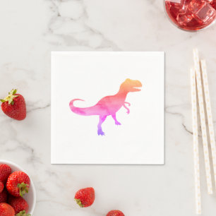Pink Painting Dinosaur Silhouette Trex Napkin