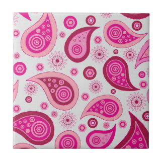 Pink Paisley Boho Pattern Tile