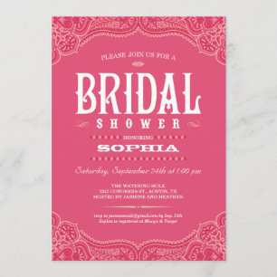 Pink Paisley Cowgirl Bridal Shower Invitations