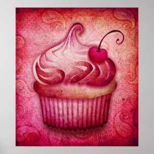 pink paisley cupcake canvas print