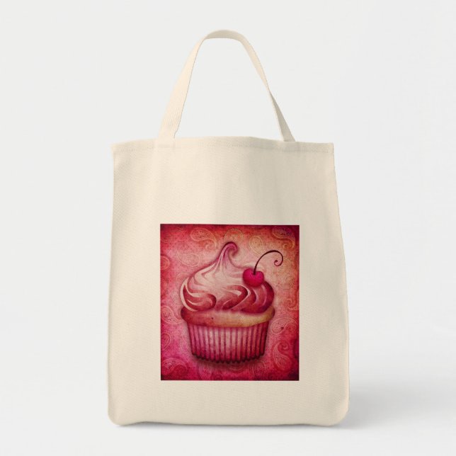 pink paisley cupcake tote bag (Front)