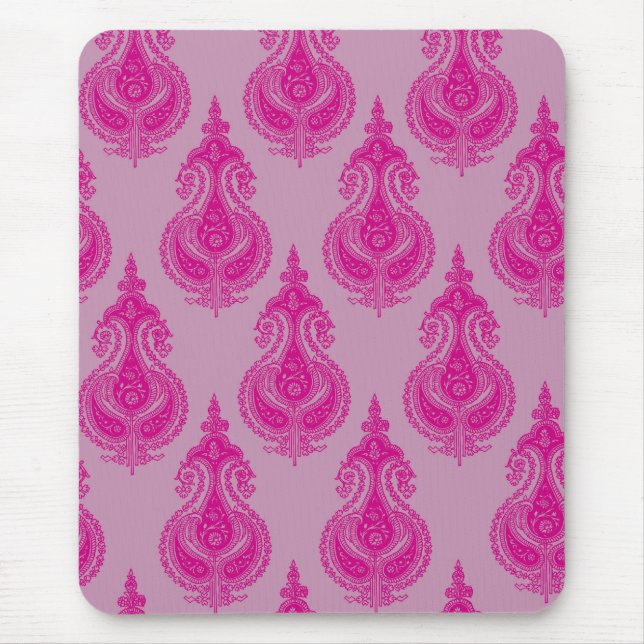 Pink paisley customisable name mouse mat (Front)