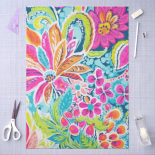 Pink Paisley Floral Decoupage Tissue Paper