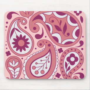 Pink Paisley Flower Mousepad
