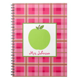Pink Paisley Green Apple Teacher Notebook