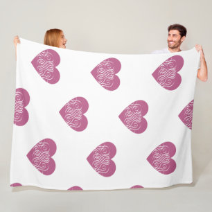 Pink Paisley Heart Pattern Soft  Fleece Blanket