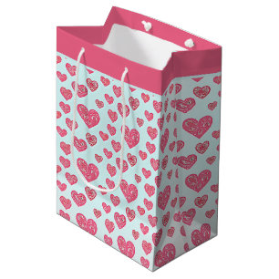 Pink paisley hearts valentine  medium gift bag
