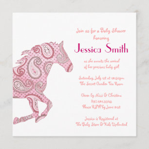 Pink Paisley Horse Baby Shower Invitation