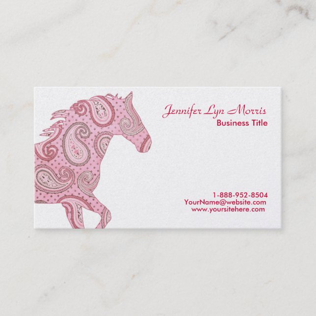 Pink Paisley Horse Business Card (Front)