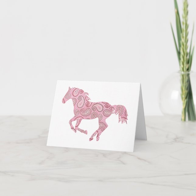 Pink Paisley Horse Card (Front)
