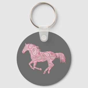 Pink Paisley Horse Key Ring