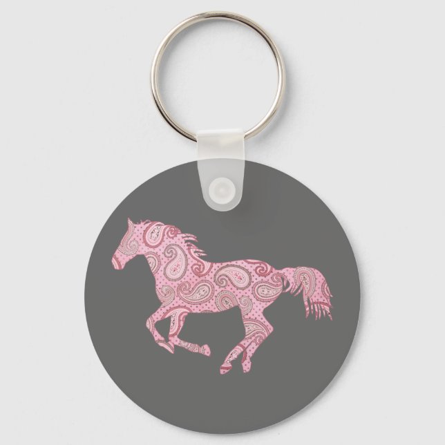 Pink Paisley Horse Key Ring (Front)