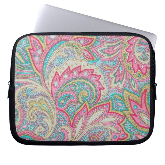 Pink Paisley Laptop Sleeve (Front)