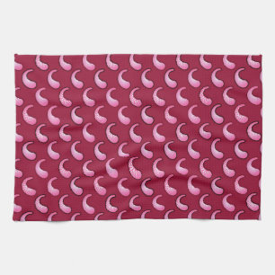 Pink paisley on maroon tea towel