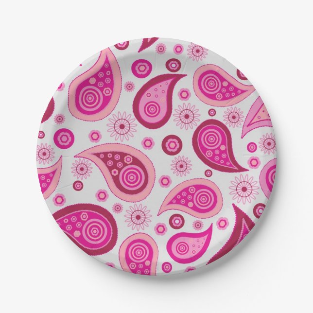 Pink Paisley paper plate (Front)