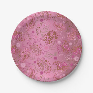 Pink Paisley Party Paper Plate