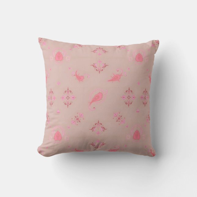 Pink Paisley Pattern Cushion (Front)