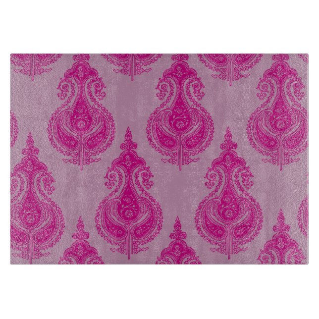 Pink paisley pattern cutting board (Front)
