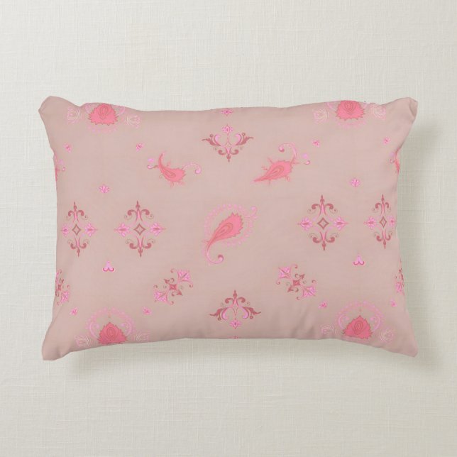 Pink Paisley Pattern Decorative Cushion (Front)