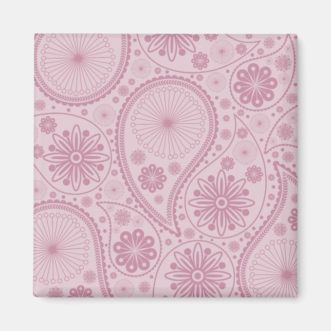 Pink paisley pattern magnet (Front)