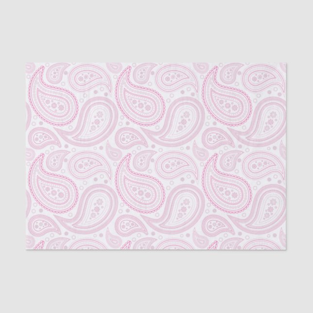 Pink Paisley Pattern on White Tissue Paper (Front)