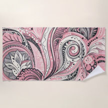 Pink Paisley The Home Studio Beach Towel