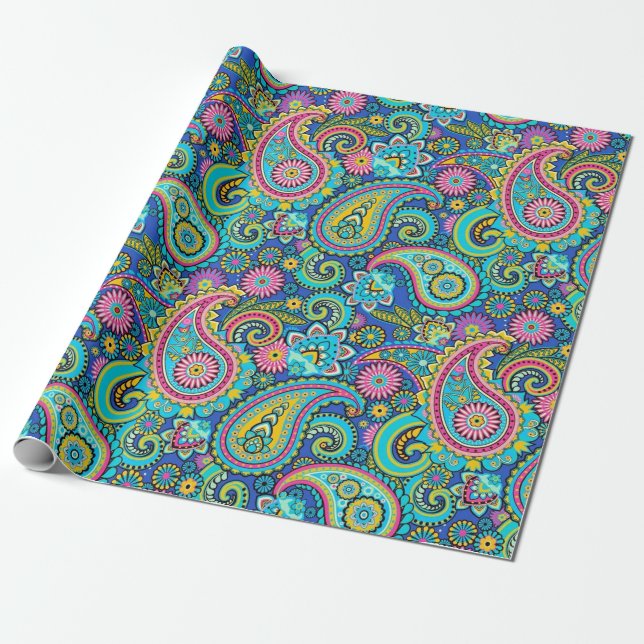 Pink Paisley Wrapping Paper (Unrolled)