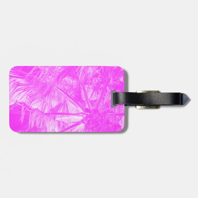 Pink Palm Fronds Luggage Tag (Back Horizontal)