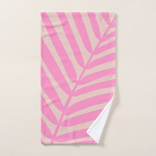 Pink Palm Leaf Bath Towel Set (Hand Towel)