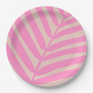 Pink Palm Leaf Paper Plate